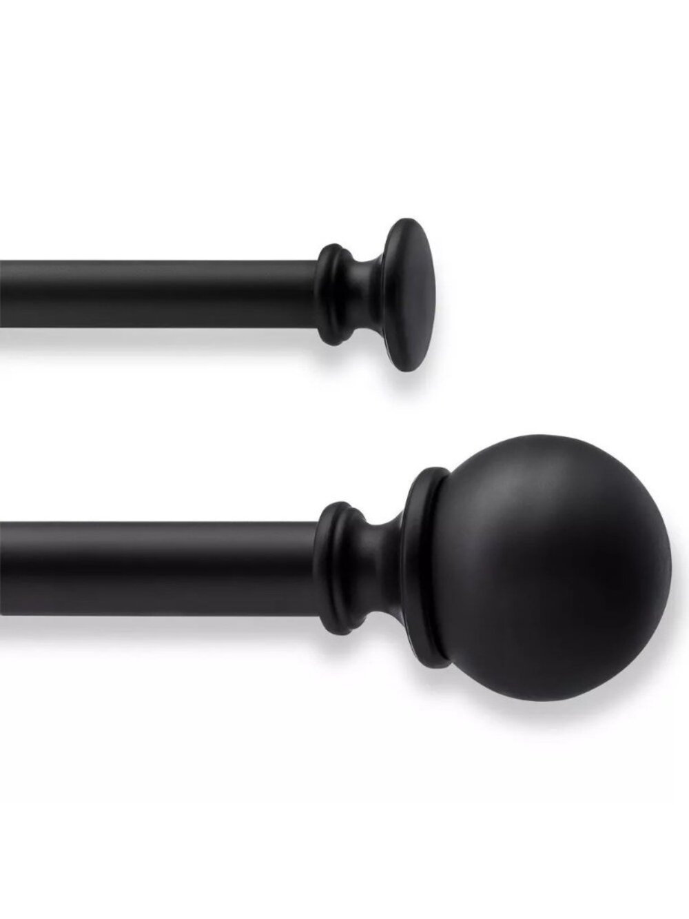 Threshold Matte Black Finish Expandable Dual Curtain Rod 66" to 120" Lengths